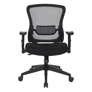 OSP Home Furnishings Dark Air Grid Mesh Back Manager Chair with Lumbar Support and Ergonomic Synchro Tilt Control 515-F37N1F2