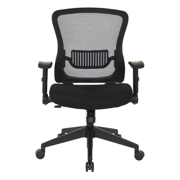OSP Home Furnishings Dark Air Grid Mesh Back Manager Chair with Lumbar Support and Ergonomic Synchro Tilt Control 515-F37N1F2