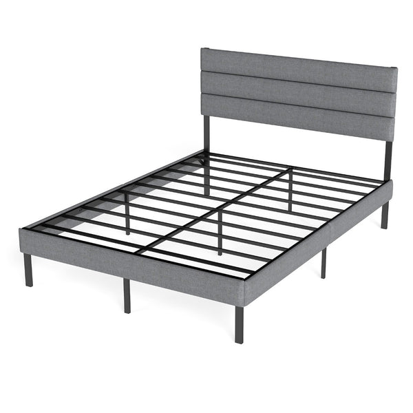 English Elm Queen Upholstered Platform Bed Fabric Headboard 14 Inch Storage No Box Spring T3963P384846