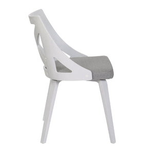 English Elm Charlotte Farmhouse Chair with White Textured Wood and Cushioned Fabric Seat, X-Back Dining Pair, Elegant Rustic Design for Indoor Spaces Grey B202P223449