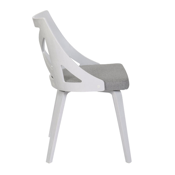 English Elm Charlotte Farmhouse Chair with White Textured Wood and Cushioned Fabric Seat, X-Back Dining Pair, Elegant Rustic Design for Indoor Spaces Grey B202P223449