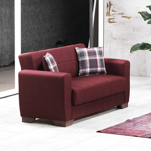 English Elm PrimeNest Nexaro Collection Upholstered Convertible Loveseat with Storage, Chenille Comfort Sleeper Burgundy B030P281704