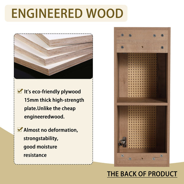 English Elm 24" Bathroom Side Cabinet - Wall-Mounted, Soft-Close Doors, Modern Design & Durable Storage Solution W999S00338