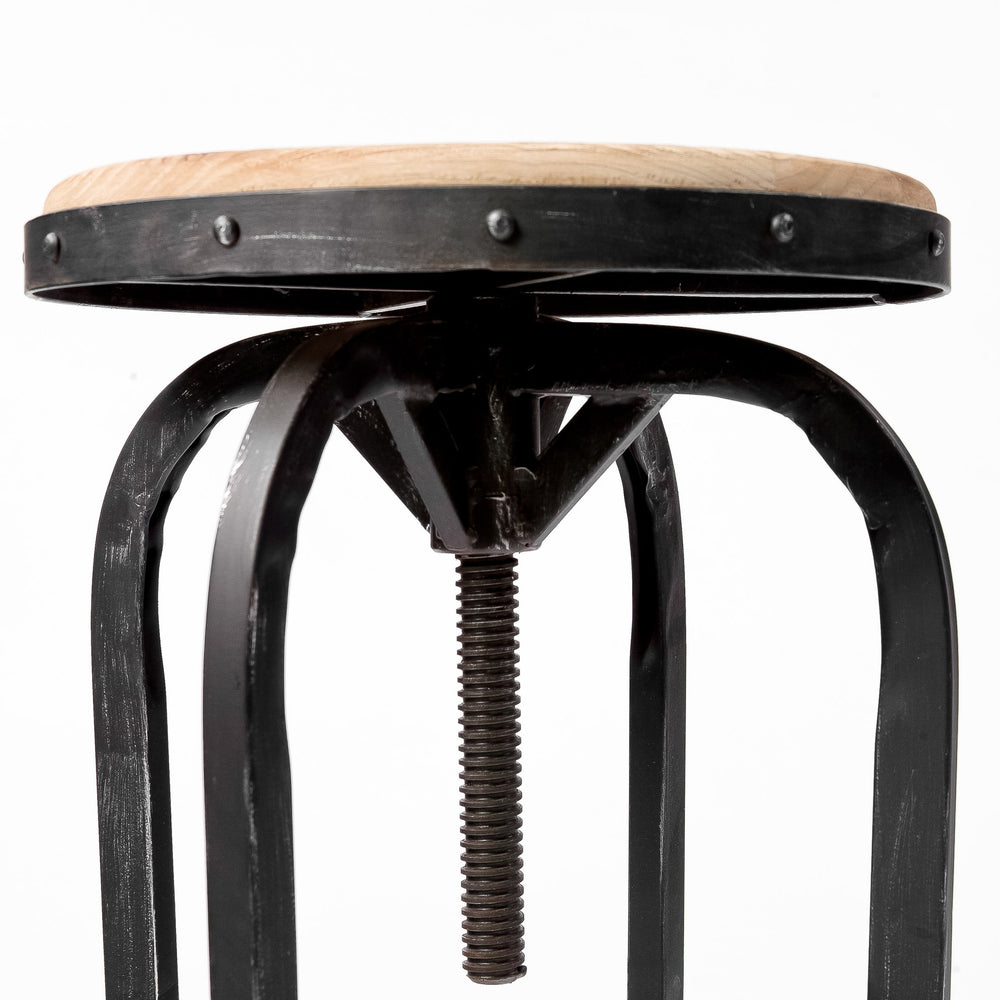 English Elm Christopher Knight Home® - Firwood Industrial Swivel Barstool with Adjustable Height, Firwood Seat & Sturdy Iron Frame, Pewter Natural Finish 52135.00