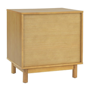 English Elm Wood and Rattan Nightstand with Lift Door Hidden Cabinet for Coastal Bedroom Decor N758P412497N