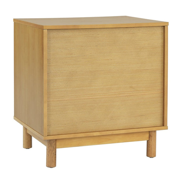 English Elm Wood and Rattan Nightstand with Lift Door Hidden Cabinet for Coastal Bedroom Decor N758P412497N