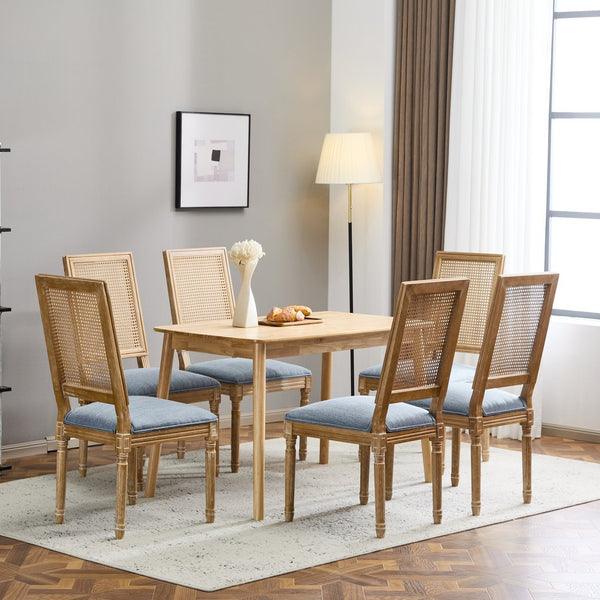 English Elm Christopher Knight Home® - [Set Of 6] Elegant French Country Dining Chairs With Plush Seats & Cane Backrest - Rustic Charm! N767P263678D_6