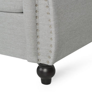 English Elm Christopher Knight Home® - 3 Seater Chesterfield Sofa with Button Tufted Diamond Stitch, Nailhead Accents & Scrolled Arms - Low Profile Grey N771P262584D