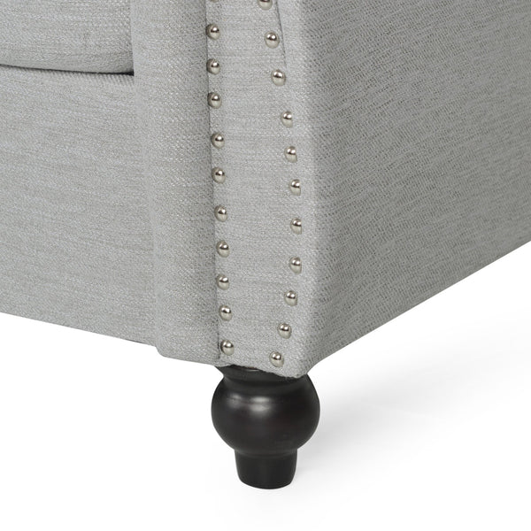 English Elm Christopher Knight Home® - 3 Seater Chesterfield Sofa with Button Tufted Diamond Stitch, Nailhead Accents & Scrolled Arms - Low Profile Grey N771P262584D