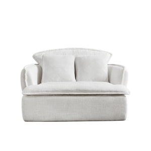 English Elm Convertible Compressed Sofa Chair Ottoman Corduroy Fold-Out Recliner for Small Spaces Dorm Apartments Beige W1036P251805