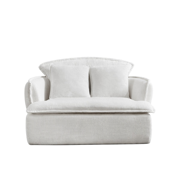 English Elm Convertible Compressed Sofa Chair Ottoman Corduroy Fold-Out Recliner for Small Spaces Dorm Apartments Beige W1036P251805