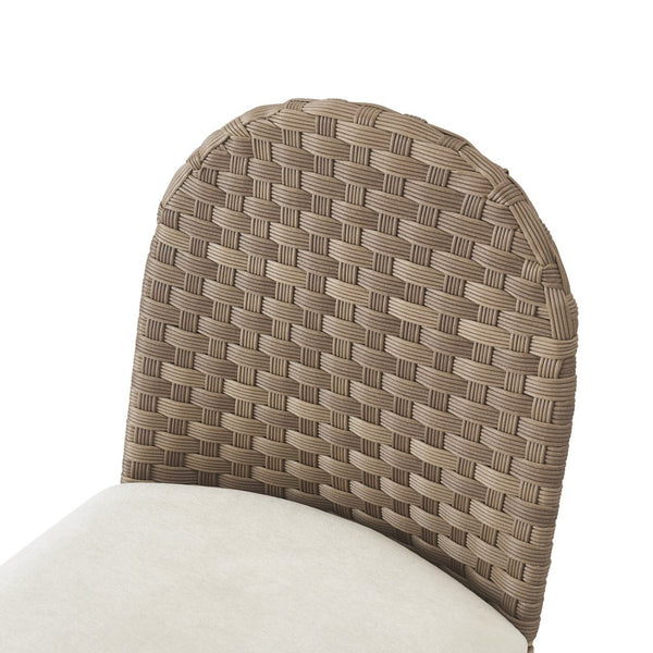English Elm Farmhouse Armless Dining Chairs Set of 2 Woven Rattan Back Iron Frame Cushioned N762P329084D