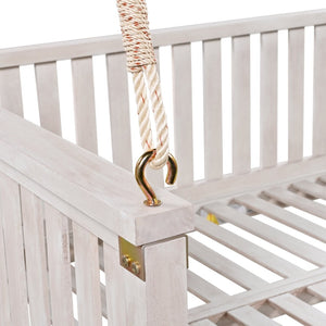 English Elm Topmax Acacia Wood Porch Swing Bed Sloped Frame Outdoor Lounger for Backyard Patio White WF319383AAK