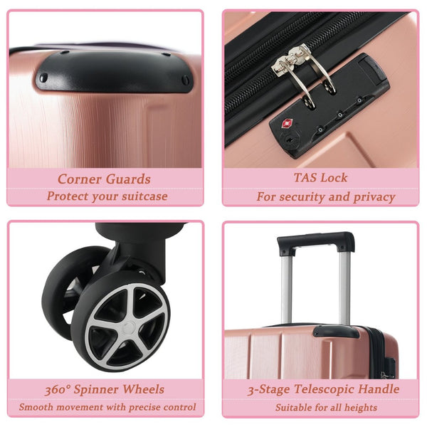English Elm Hardshell Abs Checked Suitcase with 360 Spinner Wheels Expandable Tsa Lock 28 Inch Rose Pink N730P296747W