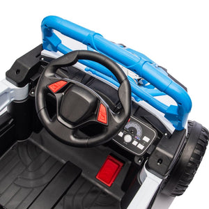 English Elm 12v Kids Electric Utv Ride on Toy with Parental Remote Swing Function and Shock Absorbers Blue W1578P368161