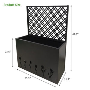 English Elm Tall Galvanized Metal Raised Planter with Integrated Trellis Outdoor Privacy Screen W1586P455892