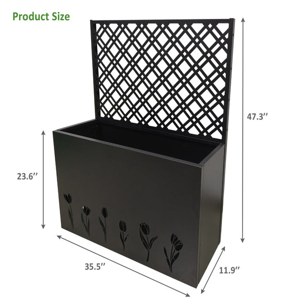 English Elm Tall Galvanized Metal Raised Planter with Integrated Trellis Outdoor Privacy Screen W1586P455892