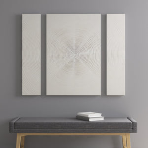 JLA Home INK+IVY - Hand Embellished 3-Piece Abstract Canvas Set — Textured Silver-Sand Burst Art, Ready-to-Hang Statement II95C-0151