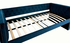 English Elm Transitional Daybed With Trundle - Elegant Navy Upholstery, Button-Tufted Comfort & Nailhead Trim B2741S00594-GIGA