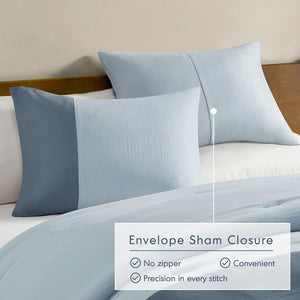 JLA Home Comfort Spaces - Soft Washed Color Block Comforter Set with Silky Pre-Washed Finish, Oeko-Tex Certified Midweight Warmth Blue AM10-0176