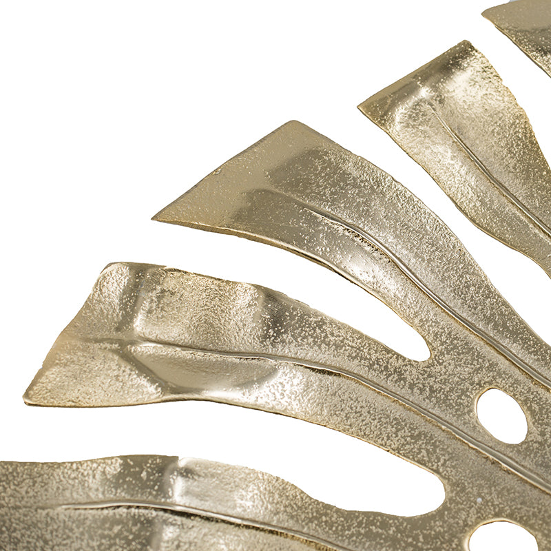 English Elm 24.8x17.3x2" Gold Monstera Leaf Wall Décor — Modern Aluminum Hanging Art, Bright Gold Finish, Botanical Geometry Accent (30x20x10) W2078P293121