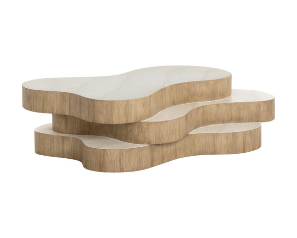 Sunpan GEDDES Modernist Coffee Table – Hand-Finished Concrete, Textured Faux Stone, Stylish Indoor & Outdoor Use 112222