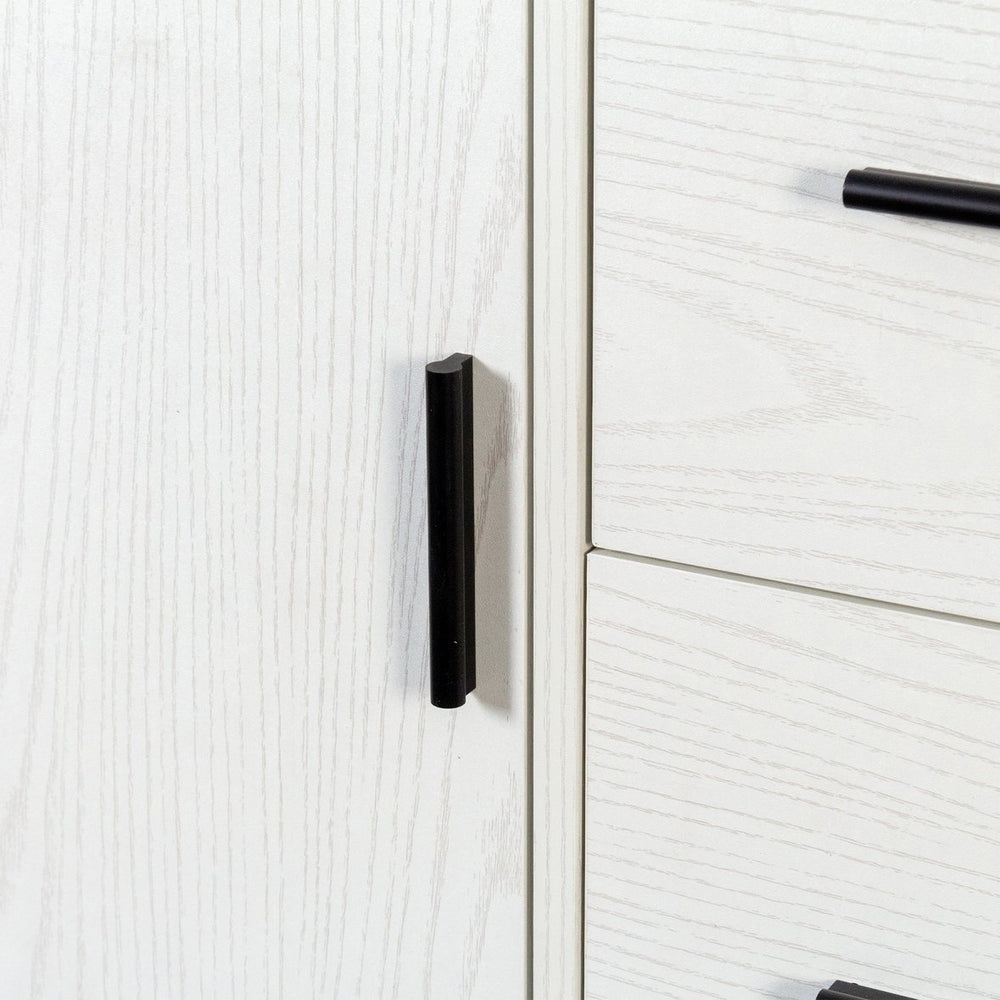 English Elm Bookshelf 79" Tall Modern White Pegboard Bookcase with 9 Shelves, 3 Deep Drawers & Customizable Display W331P295438