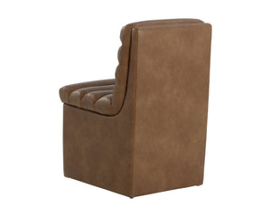 Sunpan NORM Wheeled Dining Chair - Sculpted Comfort with Ergonomic Design and Stylish Mobility for Modern Homes Cognac 111764V