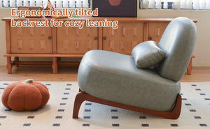 English Elm Cute Faux Leather Armless Accent Chair Solid Wood Legs Cushioned Seat Modern Blue W2105P440973