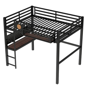 English Elm Full Bunk Bed with Trundle Bookshelf Storage Pine Frame Car Design for Kids W1580S00375