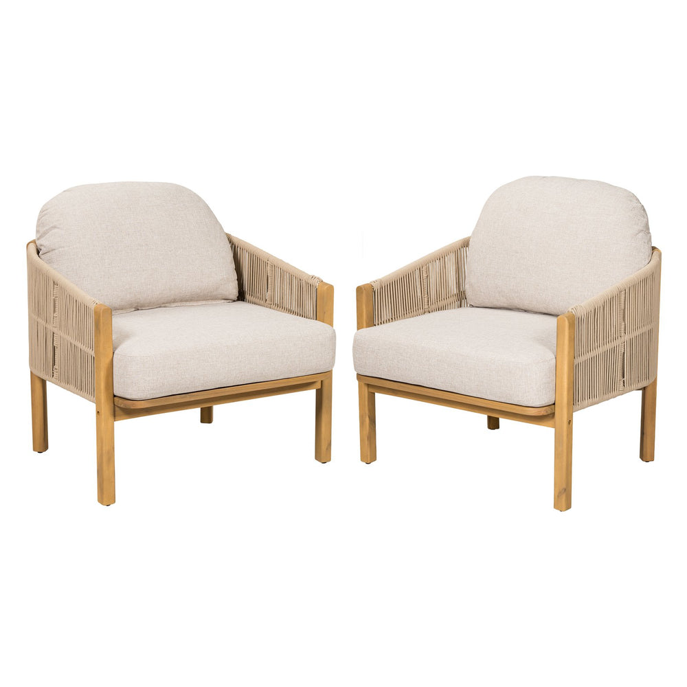 English Elm Christopher Knight Home® - Grotta Outdoor Club Chair Set Of 2 - Elegant Beige Rope & Cushions For Ultimate Comfort & Style N775P301130T-S2