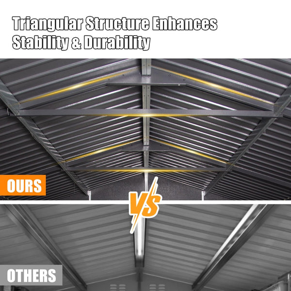 English Elm 12x25ft Outdoor Steel Carport Heavy Duty Shelter with Lockable Doors Wind Rated W1859P364961