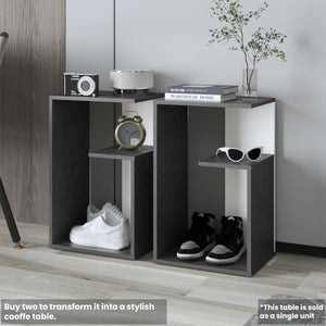 English Elm Everet 25" 3-Tier Shelf Side Table – Compact Multicolor End Table with Sturdy Particle Board Storage B070P363828
