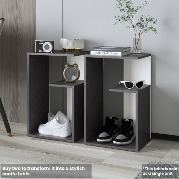 English Elm Everet 25" 3-Tier Shelf Side Table – Compact Multicolor End Table with Sturdy Particle Board Storage B070P363828