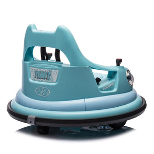 English Elm 12v Kids Ride on Bumper Car with 360 Spin Led Lights Bluetooth and Parental Remote Blue W1578P198508