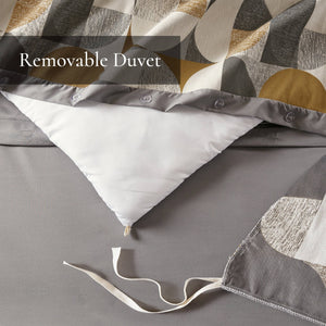 JLA Home Madison Park Signature - Jacquard Cirque Oversized Duvet Cover Set with Geometric Jacquard, Plush Overfilled Comfort and Decorative Pillows 96 L x 110 W x 1.5H MPS10-597