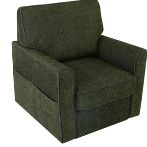 English Elm 360° Swivel Chair Accent Barrel Armchair with Chenille Upholstery, Deep Seat & Side Storage Pockets Green N719P283037F