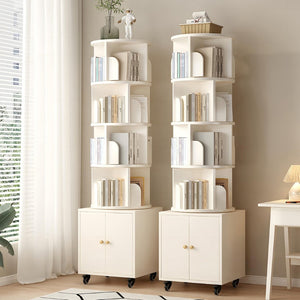 English Elm Rotating 360-Degree 5-Tier Corner Bookshelf With Drawer - Space-Saving Storage For Small Rooms W2641P329223-GIGA