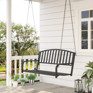 English Elm Outsunny 2-Person Porch Swing Bench With Sturdy Chains - Durable Steel Chair For Outdoor Relaxation W2225P174123-GIGA