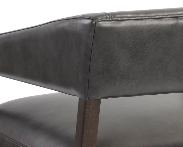 Sunpan Carlyle Lounge Chair - Mid-Century Modern Design in Genuine Leather with Solid Oak Frame for Comfort Brentwood Charcoal Leather