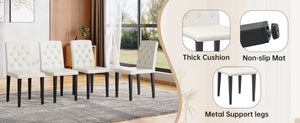 English Elm Black Faux Grain Mdf Table Set with Four White Pu Chairs Retro Minimalist Dining W1151S04372