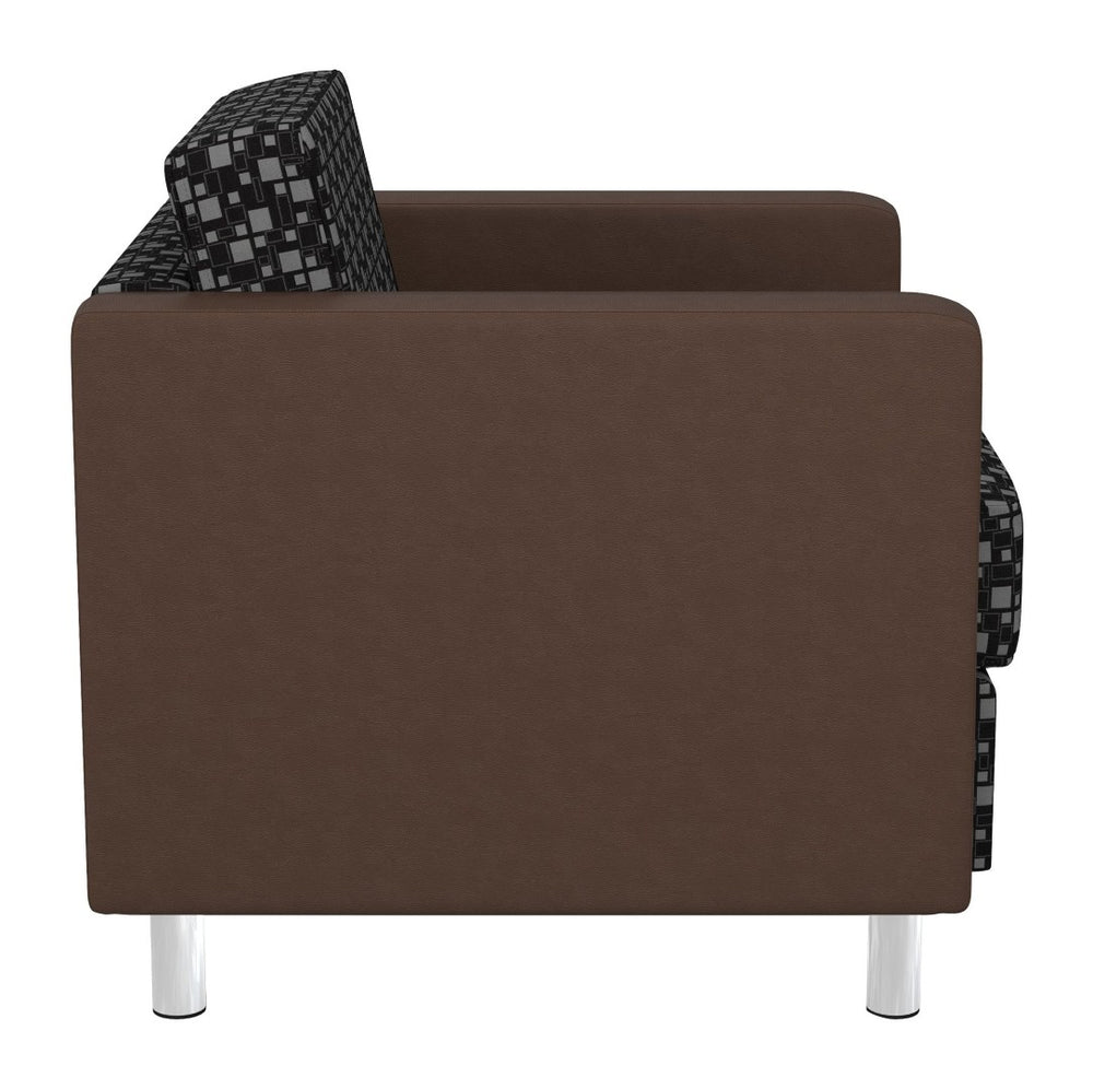 OSP Home Furnishings Pacific Club Armchair with Vinyl Upholstery and Chrome Legs for Modern Living Rooms PAC51-K107/R102