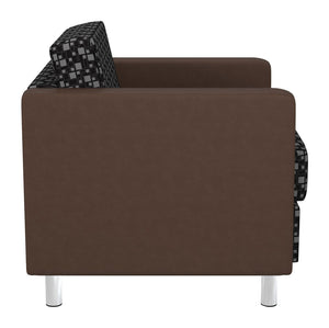 OSP Home Furnishings Pacific Club Armchair with Vinyl Upholstery and Chrome Legs for Modern Living Rooms PAC51-K107/R102