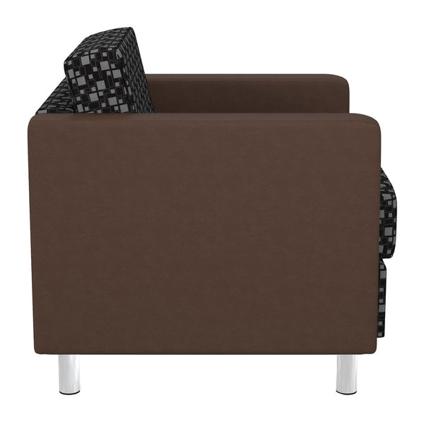 OSP Home Furnishings Pacific Club Armchair with Vinyl Upholstery and Chrome Legs for Modern Living Rooms PAC51-K107/R102