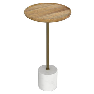 English Elm Turner Mixed Material Side Table with Mango Wood Marble Base and Brass Frame B136P419858