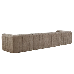 English Elm 145.5 Inch 4 Piece Modular Sectional Sofa Polyester Low Profile Living Room Couch Espresso N767P346281E