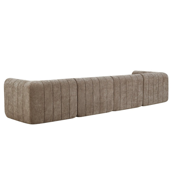 English Elm 145.5 Inch 4 Piece Modular Sectional Sofa Polyester Low Profile Living Room Couch Espresso N767P346281E