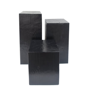 English Elm Christopher Knight Home® - Retro Square-Column Side Table Set with Wood-Look MGO Finish, Stackable End Tables for Living Room Black N770S372B98B99B