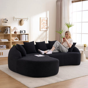 English Elm New Modular Chenille Sectional with Deep Curved Chaise and High-density Foam Seating W2231S00054