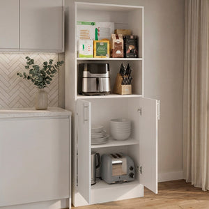 English Elm Juls Tall Pantry Cabinet with Open Shelves and Enclosed Storage for Any Room B070P474243